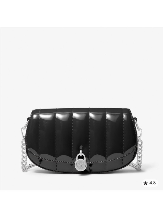 Michael Kors Handbags - Michael Kors Black Patent Quilted Crossbody Bag with Silver Chain NWT